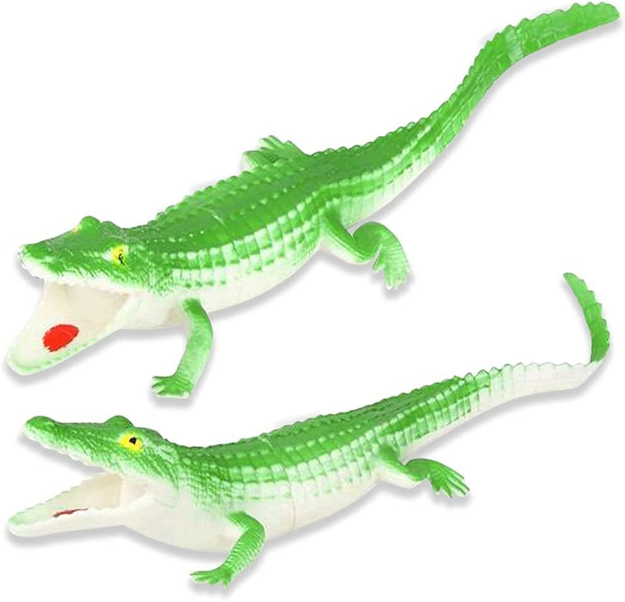 Vinyl Alligator Toys for Kids, Set of 2, Animal Figurines, 11” Long Alligator Toys for Pretend Play and Wildlife Decorations, Gifts and Favors for Safari or Zoo Birthday Party