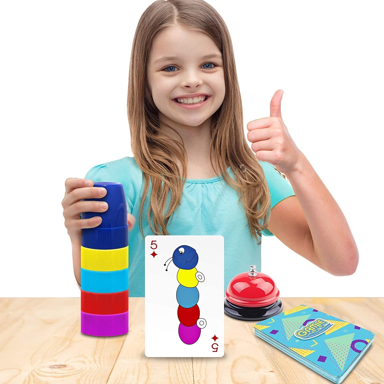 Gamie Stacking Cups Game - with 54 Challenges, 20 Stacking Cups, Bell and Instruction Sheet - Educational Color and Shape Matching Game - Classic Quick Stacks Set for Boys, Girls, Teens, Adults