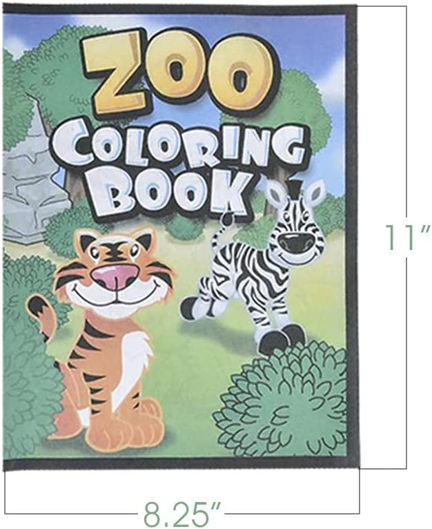 Zoo Animal Coloring Books for Kids, Pack of 12, 8.25" x 11" Big Color Booklets, Fun Treat Prizes, Favor Bag Fillers, Birthday Party Supplies, Art Gifts for Boys and Girls