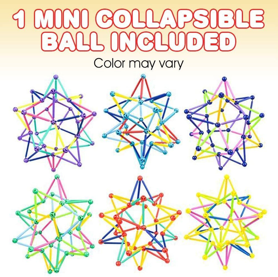 Collapsible Ball Toys, Set of 2 Expanding Mini Spheres for Kids, Stress Relief Fidget Toy for ADHD, Anxiety, Autistic Children, Great Party Favors and Gifts for Boys and Girls