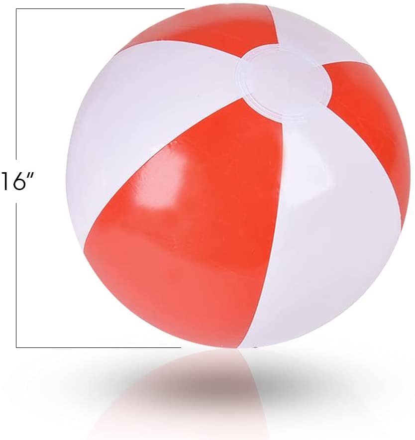 ArtCreativity Red & White Beach Balls for Kids, Pack of 12, Inflatable Summer Toys for Boys and Girls, Decorations for Hawaiian, Beach, and Pool Party, Beach Ball Party Favors