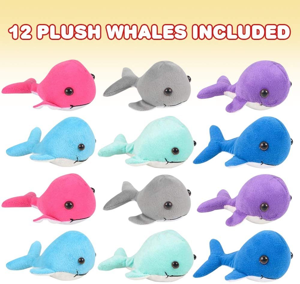 ArtCreativity Plush Whale Toys for Kids, Set of 12, Soft and Cuddly Soft Stuffed Toys, Under The Sea Party Favors for Kids, Aquatic Party Supplies, Cute Nursery Decorations for Boys and Girls