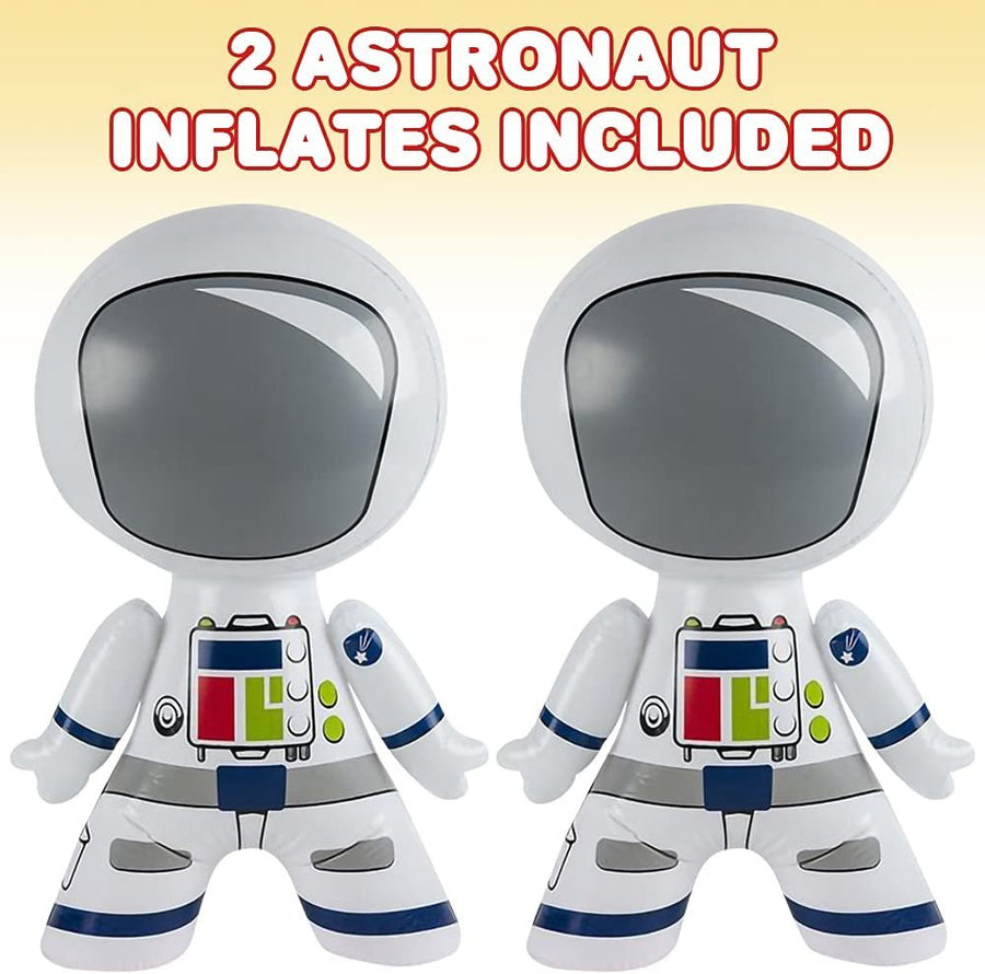 21" Astronaut Inflates, Set of 2, Inflatable Astronaut Toys with Hanging Tag, Decorations for Outer Space Themed Parties, Swimming Pool Toys for Kids, Fun Pretend Play Accessories