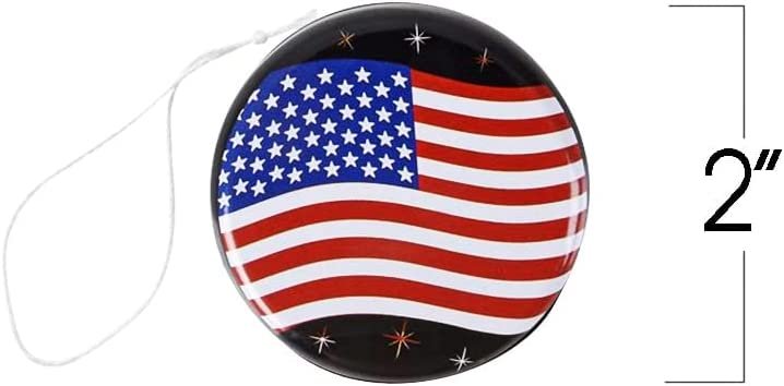 Metal Stars & Stripes Yoyos, Set of 12 , 4th of July Party Favors, USA Flag Yo-Yo Toys, Fun Patriotic Accessories for Independence, Memorial, and Veterans Day