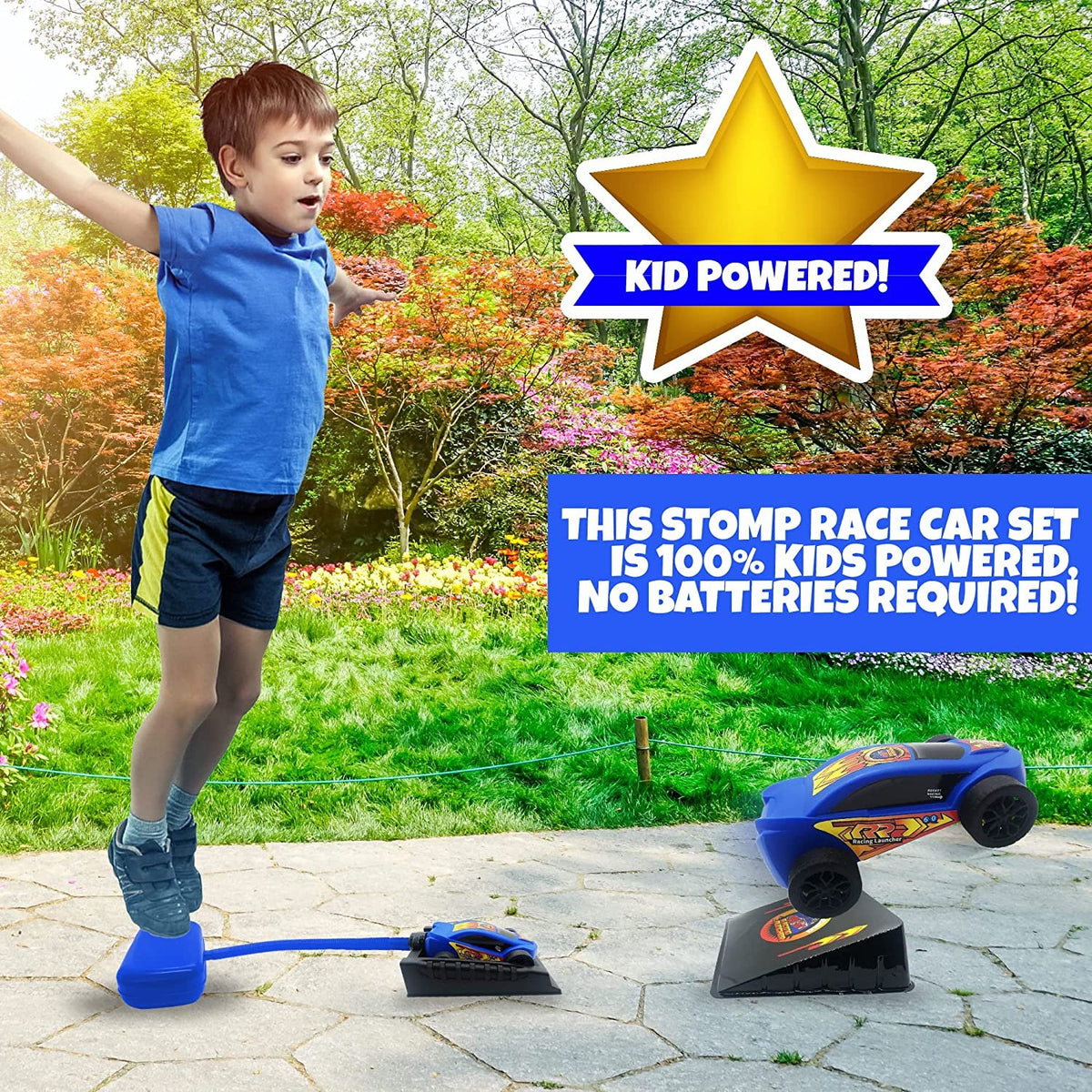 Stomp Vehicle Super Catapult Car Racers, Includes 2 Cars, 2 Stomp Launchers, Ramp, f ...