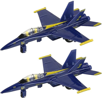 ArtCreativity Jumbo Diecast F-18 Blue Angel Jets with Pullback Mechanism, Set of 2, Diecast Metal Jet Plane Fighter Toys for Boys, Air Force Military Cake Decorations, Aviation Party Favors