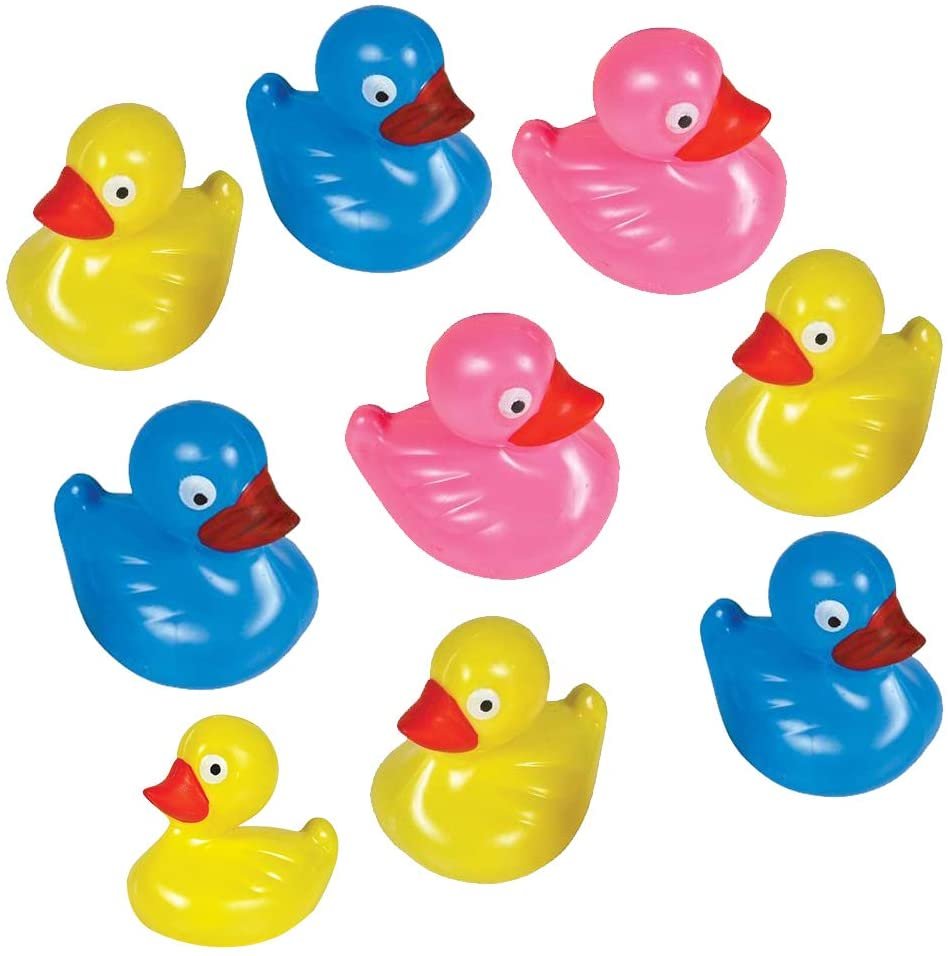 Floating Plastic Duck Toys - Pack of 12 - Durable Duckie Bath Tub Water Toys for Kids, Carnival Theme Party Supplies, Birthday Party Favors and Goodie Bag Fillers