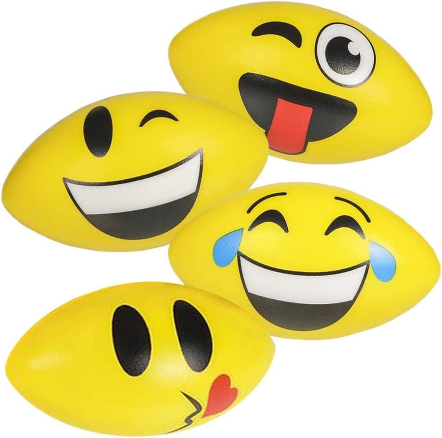 Foam Emoticon Footballs for Kids, Set of 4, Emoticon Foam Sports Toys for Outdoors, Practice, Training, Beginners, Pool, Beach, Picnic, Camping, Fun Sports Party Favors for Boys and Girls