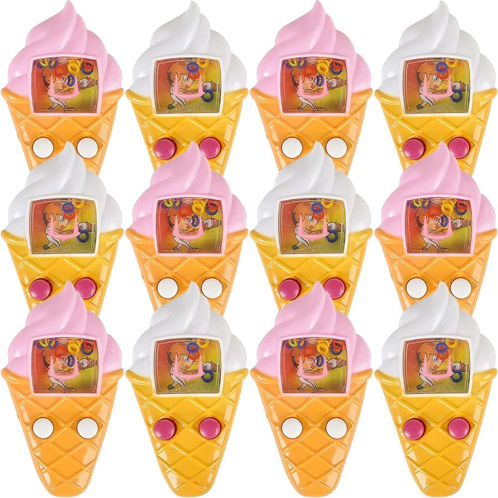 Ice Cream Water Games, Set of 12, Handheld Water Games for Kids, Goody Bag Fillers, Birthday Party Favors for Children, Road Trip Travel Toys for Boys and Girls