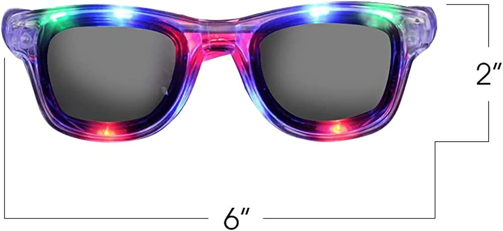 ArtCreativity Light Up Retro Sunglasses, 1 Pair, LED Sunglasses for Kids and-Adults-with 3 Flashing Modes, 80’s Party Supplies, Cool Rave Accessories Sun Glasses, Fun Halloween-Costume-Prop