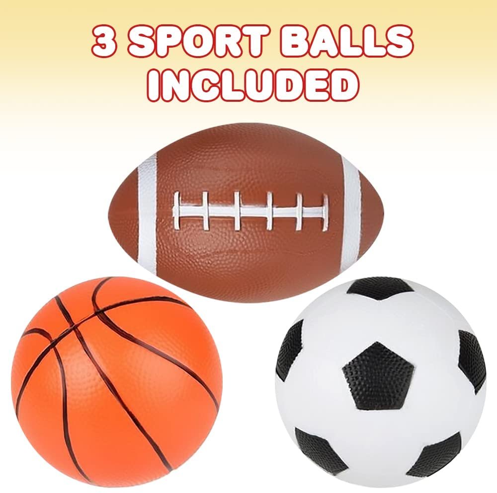 ArtCreativity Sports Ball Set with 3 Balls, Includes Kids’ Basketball, Football, and Soccer Ball, Durable PVC Sports Balls for Kids, Great as Sports Party Decorations, Playground Balls, and Gifts