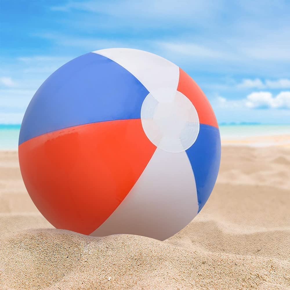 16" Patriotic Beach Balls for Kids, Pack of 12, Inflatable Summer Toys for Boys and Girls, Decorations for Hawaiian, Beach, and Pool Party, Beach Ball Party Favors