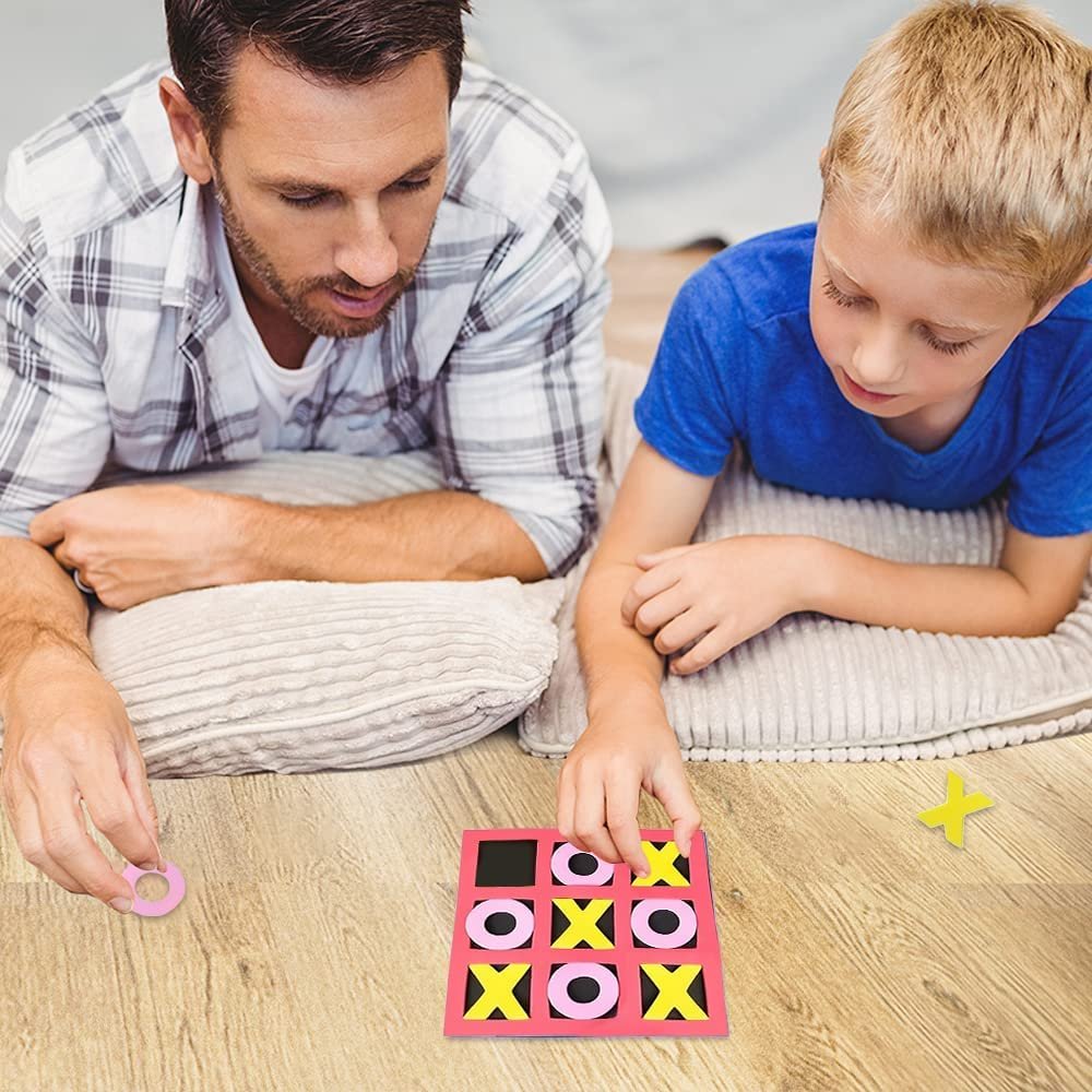 Gamie Foam Tic Tac Toe Mini Board Games, Set of 24, Colorful Family Games for Hours of Brain-Building Fun, Great as Travel Games, Learning Toys for Kids, Desktop Games, and Stocking Stuffers, 5"es