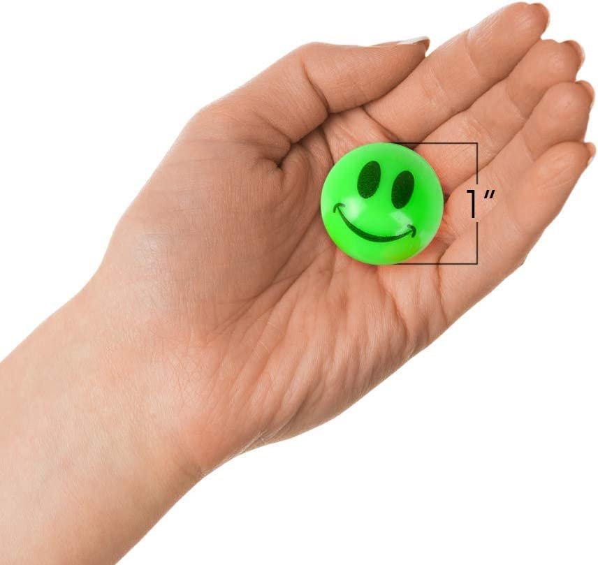 Mini Smile Face Bouncing Balls - Bulk Pack of 144 - 1" Bouncy Balls in Assorted Bright Neon Colors - Best Birthday Party Favors and Piñata Fillers for Boys and Girls