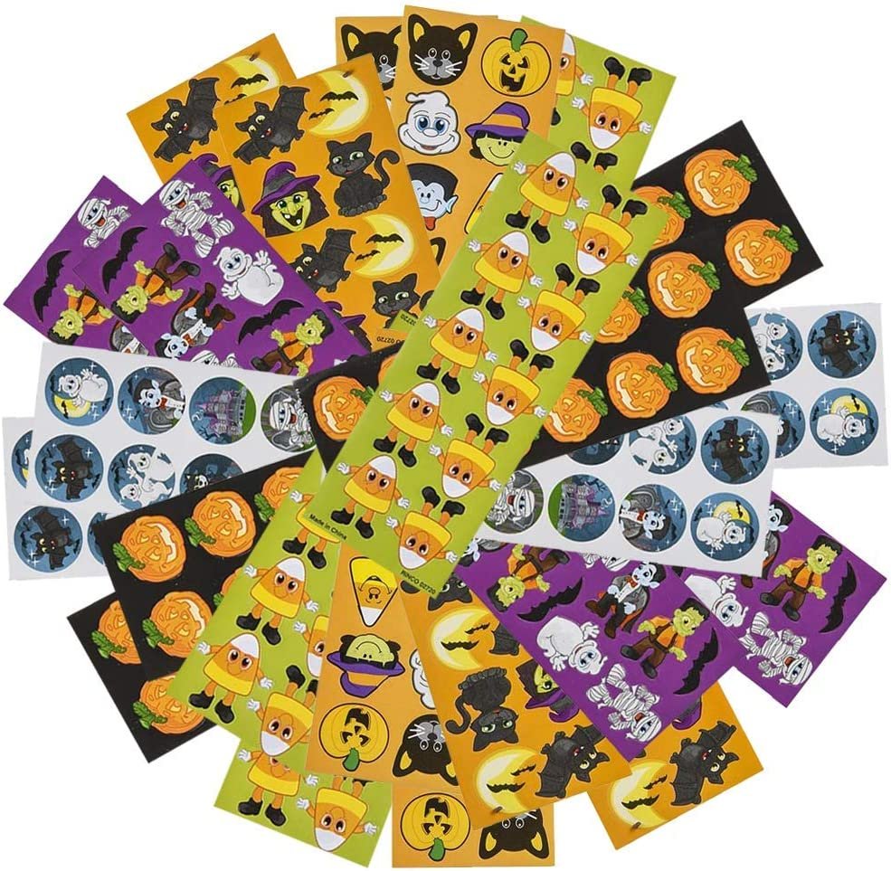 ArtCreativity Assorted Halloween Stickers for Kids, 100 Sheets with 1200 Stickers, Great for Halloween Party Favors, Treats, Décor, Classroom Crafts, Goodie Bags, Scrapbook for Boys and Girls