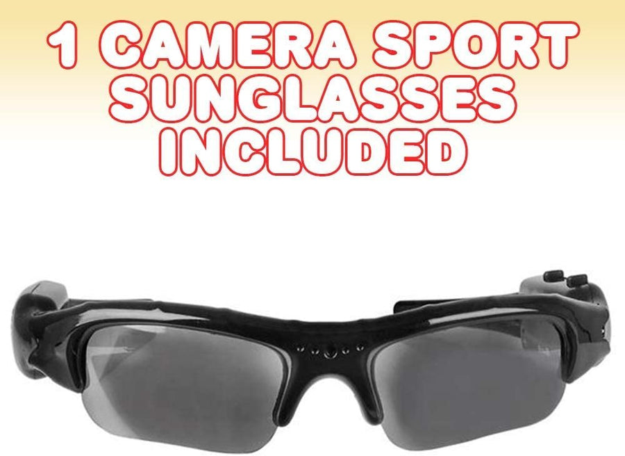 HD Camera Glasses, 1PC, Video and Audio Recording Camera Sport Sunglasses with Case, 8GB Memory Card, Microfiber Cloth, and Charging Cable, Cool Tech Gifts for Kids and Adults