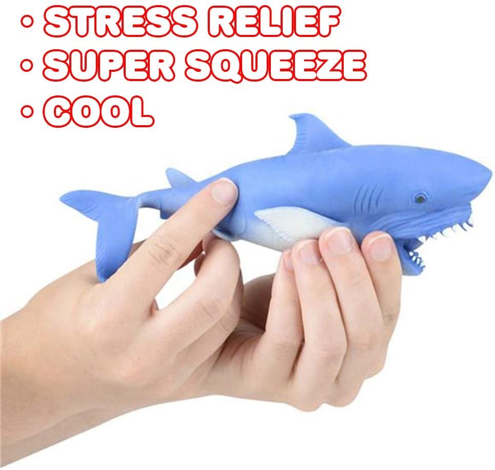 Stretchy Sand Filled Shark Toys, Set of 2, Stress Relief Toys for Kids and Adults, Underwater Party Supplies, Unique Aquatic Party Favors, Fun Good Behavior Incentives