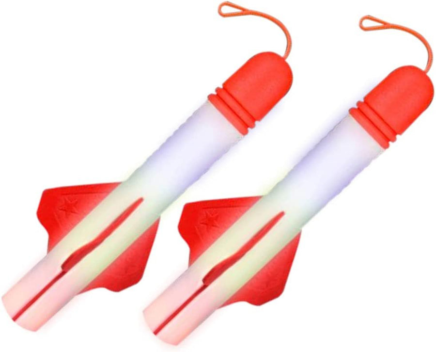 Light Up Foam Rocket Toy for Kids, Set of 2, Sling Shot Rockets for Kids with 6 Flashing Modes and Target Cutout, Batteries Included, Outdoor Flying Toys for Boys and Girls