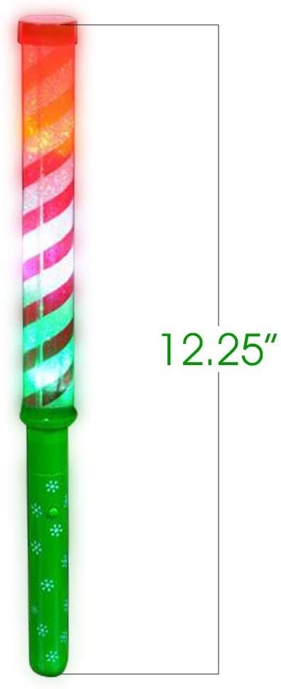 ArtCreativity Light Up Candy Cane Stripe Wands, Set of 2, 12.25 Inch Flashing LED Wands for Kids with Batteries Included, Thrilling Light Show, Fun Gift, Holiday Stocking Stuffer for Boys and Girls