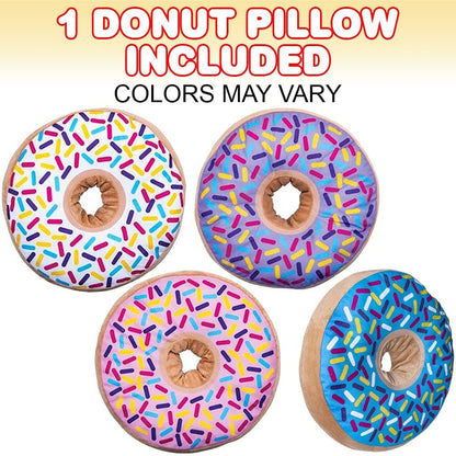 ArtCreativity Donut Pillow for Kids, 1 Piece, Donut Plush Throw Pillow for Adorable Décor, Playroom and Donut Party Decorations, Super-Soft Chair Cushion in Vibrant Colors, 14.5 Inches