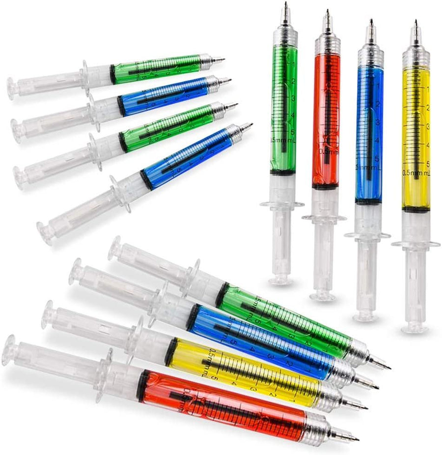 Syringe Pens for Kids - Bulk Pack of 60 - Retractable Fun Assorted Color Pens for Nurse Party Favors, Goodie Bag Fillers, Cool Nursing Student School Supplies - for Boys and Girls