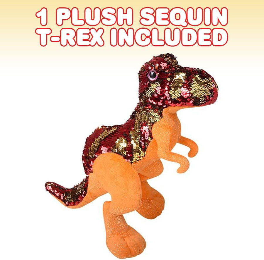 Plush Sequin T-Rex, 1 PC, Soft Stuffed Dinosaur Toy for Kids with Color-Changing Sequins, Unique Fidget Toy for Boys and Girls, Cute Kids’ Room Décor, Cool Dinosaur Gifts