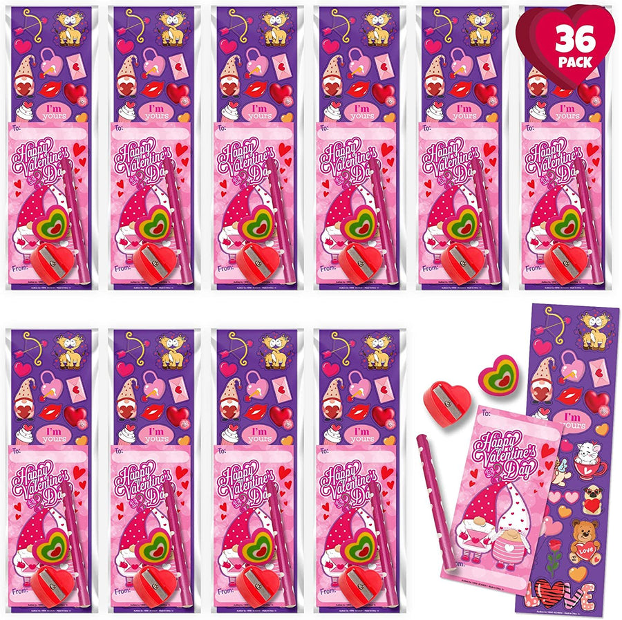 Valentines Day Stationery Set, Stickers, Greeting Cards & Supplies, 36 Pack
