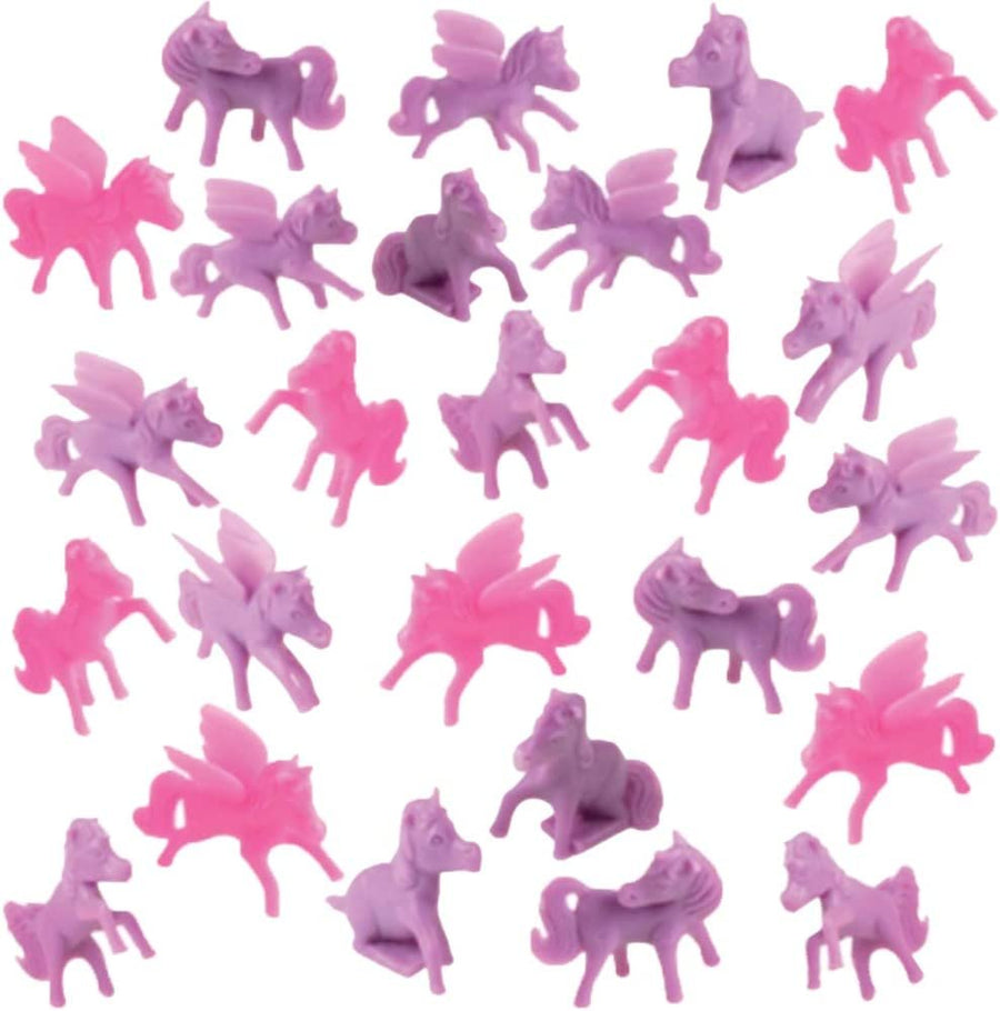 Mini Pony Toys for Kids, Set of 24, Miniature Toy Pegasus Ponies for Girls and Boys, Cute Cupcake Toppers, Princess Party Favors and Goodie Bag Fillers, 5 Assorted Designs