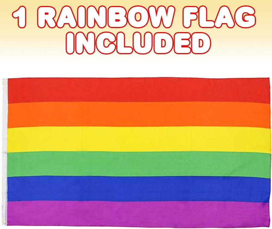 Rainbow Pride Flag, 1PC, Rainbow Flag for Wall with 2 Brass Grommets and Colorful Stripes, Pride Banner or Cape for Parades and Rallies, Rainbow Decorations for Pride Parties, 3 x 5 ft