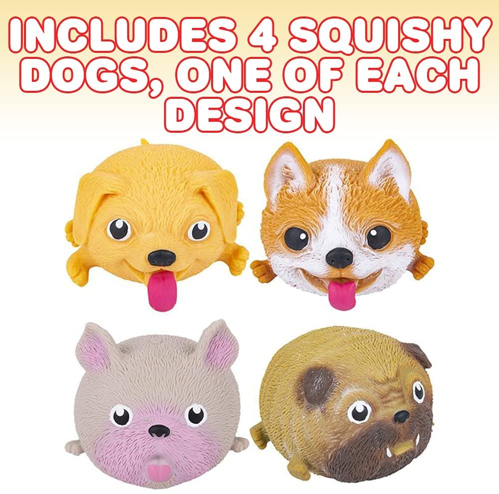 Dog Squeeze Toys Set of 4 Cute Stress Relief Toys for Kids and