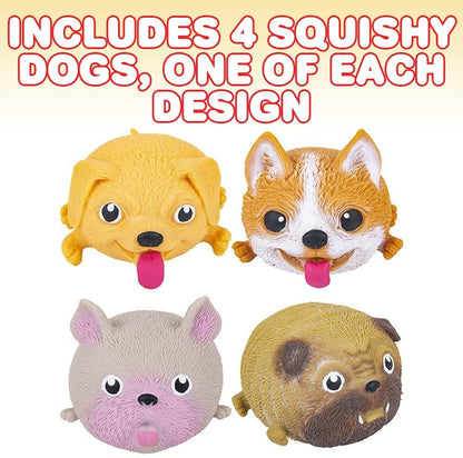 ArtCreativity Dog Squeeze Toys, Set of 4, Cute Stress Relief Toys for Kids and Adults, Dog Party Favors, Calming Sensory Toys for Autism, Goodie Bag Fillers, Stocking Stuffers for Boys and Girls