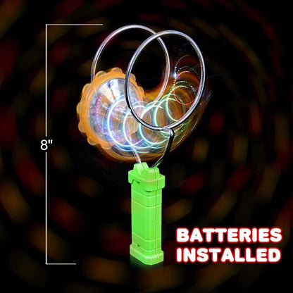 ArtCreativity Retro Light Up Toys Set for Kids- Includes 2, 8 Inch Gyro Wheels, Mesmerizing Spinning and Lighting Effects Design- Top Fun Gift for Boys and Girls