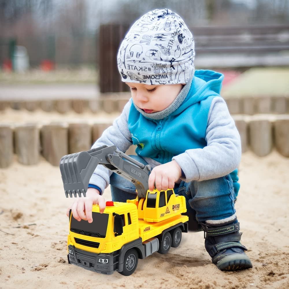ArtCreativity Light Up Excavation Truck Toy, Kids’ Construction Toy with Movable Parts, LEDs, and Sound Effects, Interactive Construction Vehicle Toys for Kids, Pretend Play Toys for Boys and Girls