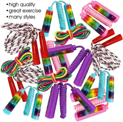 ArtCreativity 24-Piece Jump Rope Assortment, Vibrant Jumping Ropes for Kids, Durable Skipping Ropes with Plastic Handles, Great Birthday Party Favors, Goodie Bag Fillers - Assortment May Vary