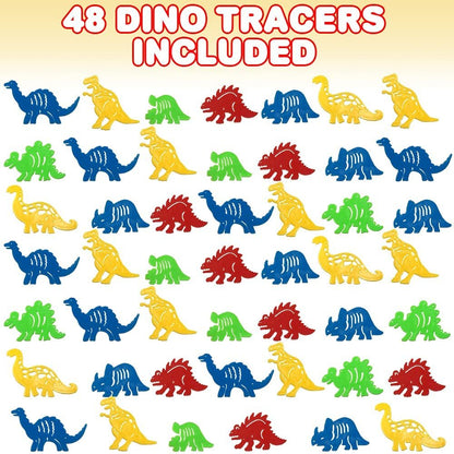 ArtCreativity Dinosaur Stencils Set for Kids, Bulk Set of 48, Colorful Drawing Template Kit, Fun Arts and Crafts Supplies, Gift Idea for Boys and Girls, Learning Tool for Children