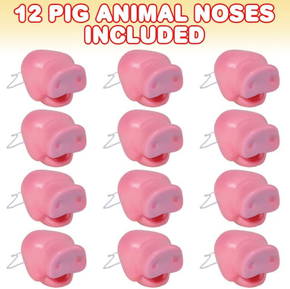 ArtCreativity Pig Animal Noses, Set of 12, Pig Party Supplies for Kids, Pig Noses with Elastic Head Straps and Comfortable Plastic, Dress Up Supplies and Favors for Barnyard Parties, Halloween