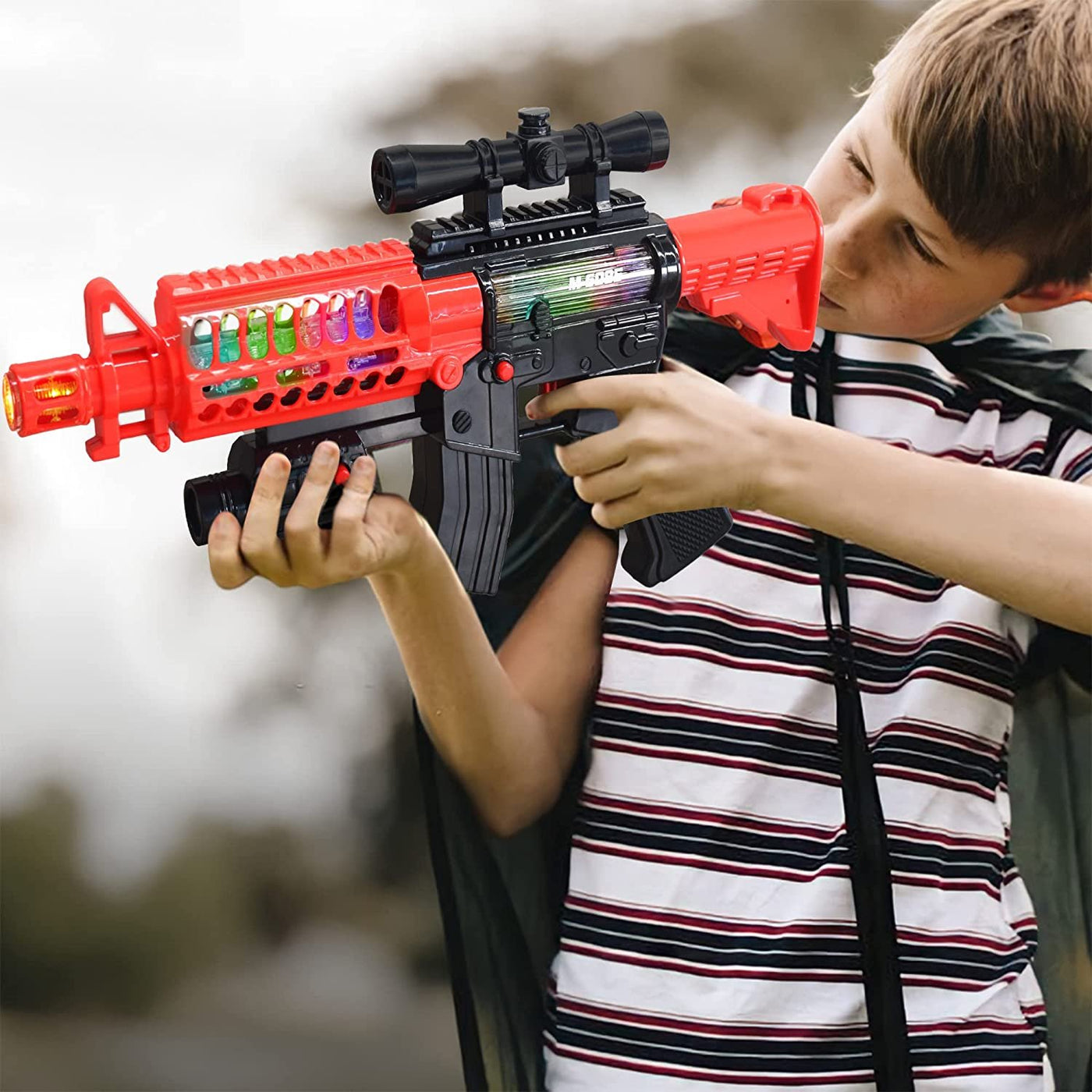 Artcreativty Toy Rifle Vibrating Toy Guns for Boys, 13.25" Light Up Fake Gun with Sounds, Immersive Vibration, and Batteries Included, Military Toy Machine Gun, Toy Guns for Boys 8-12