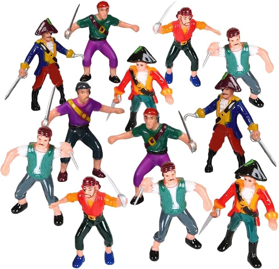 Pirate Action Figures - Pack of 12 - Legendary Plastic Figures in Assorted Poses - Fun Pirate Party Favor and Prize - Excellent Birthday Gift Idea for Boys and Girls Kids Ages 5+