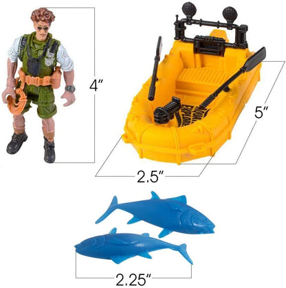ArtCreativity Small Aquatic Play Set for Kids, Cool Playset with Action Figure, Floating Boat, and 2 Fish, Fun Bathtub Toys for Kids, Great Birthday Gift for Children