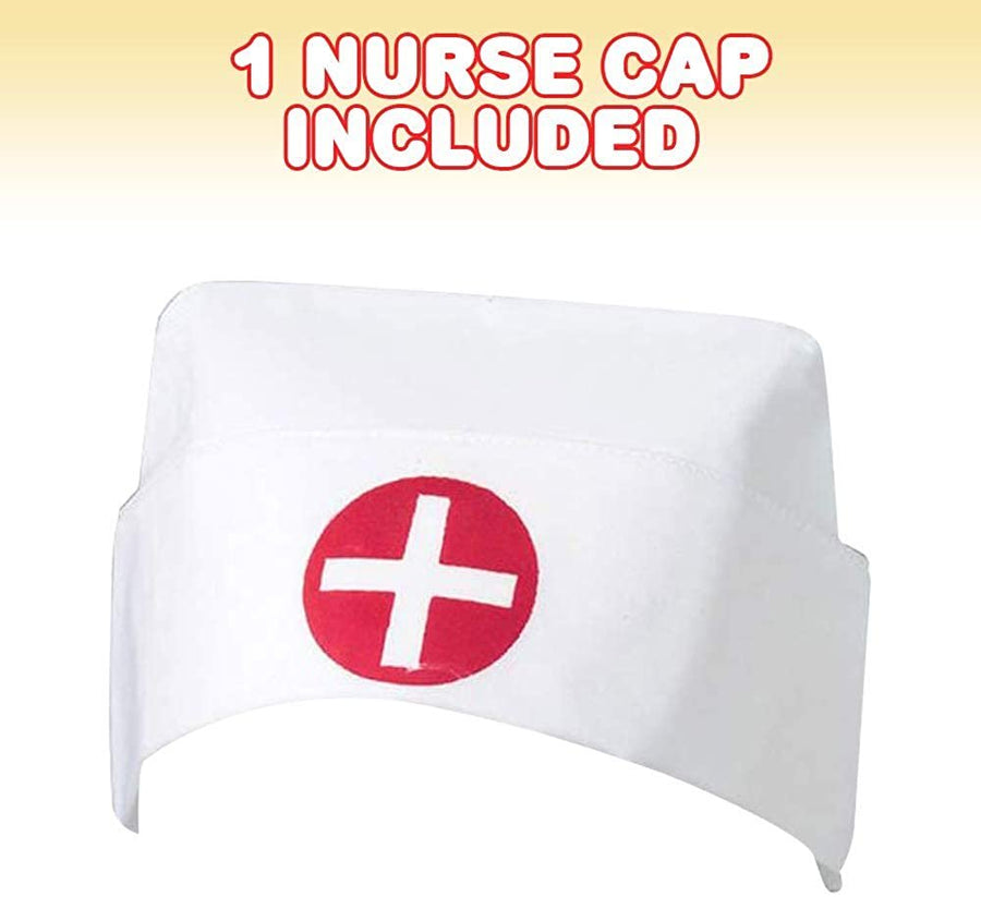 Classic Nurse Hat for Kids, Retro Nurse Cap for Halloween Nursing Costume, Stage Play Outfit, or Pretend Play, Fun Nurse Graduation Party Supplies, Favors, and Decorations