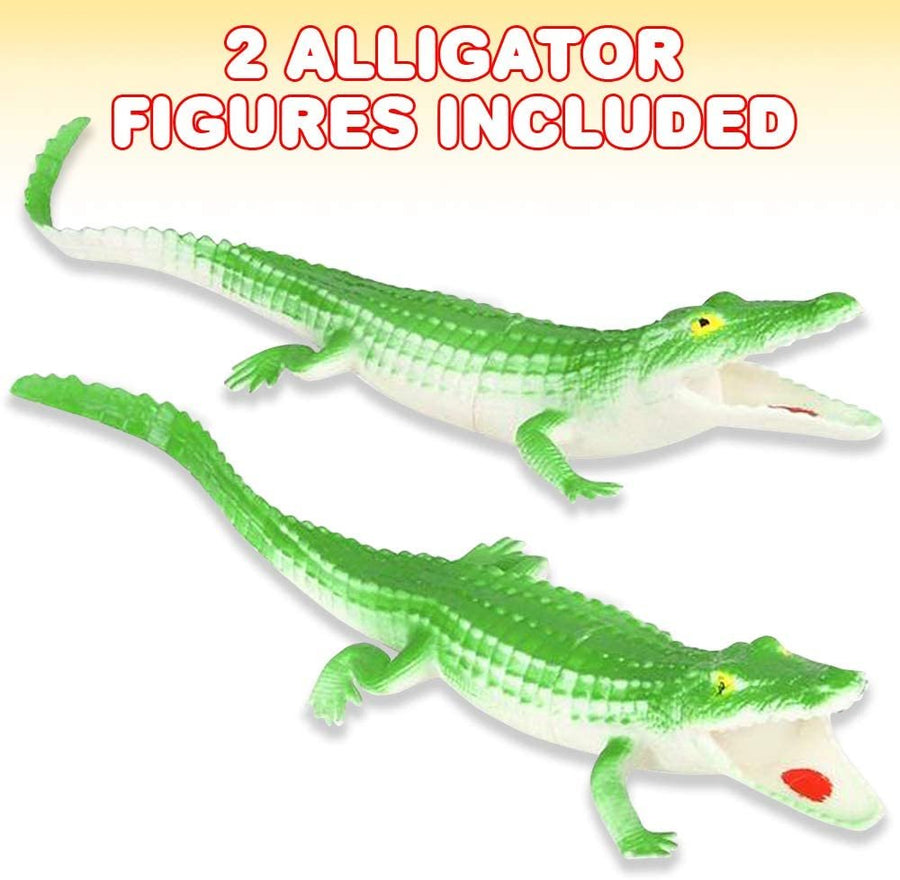 Vinyl Alligator Toys for Kids, Set of 2, Animal Figurines, 11” Long Alligator Toys for Pretend Play and Wildlife Decorations, Gifts and Favors for Safari or Zoo Birthday Party