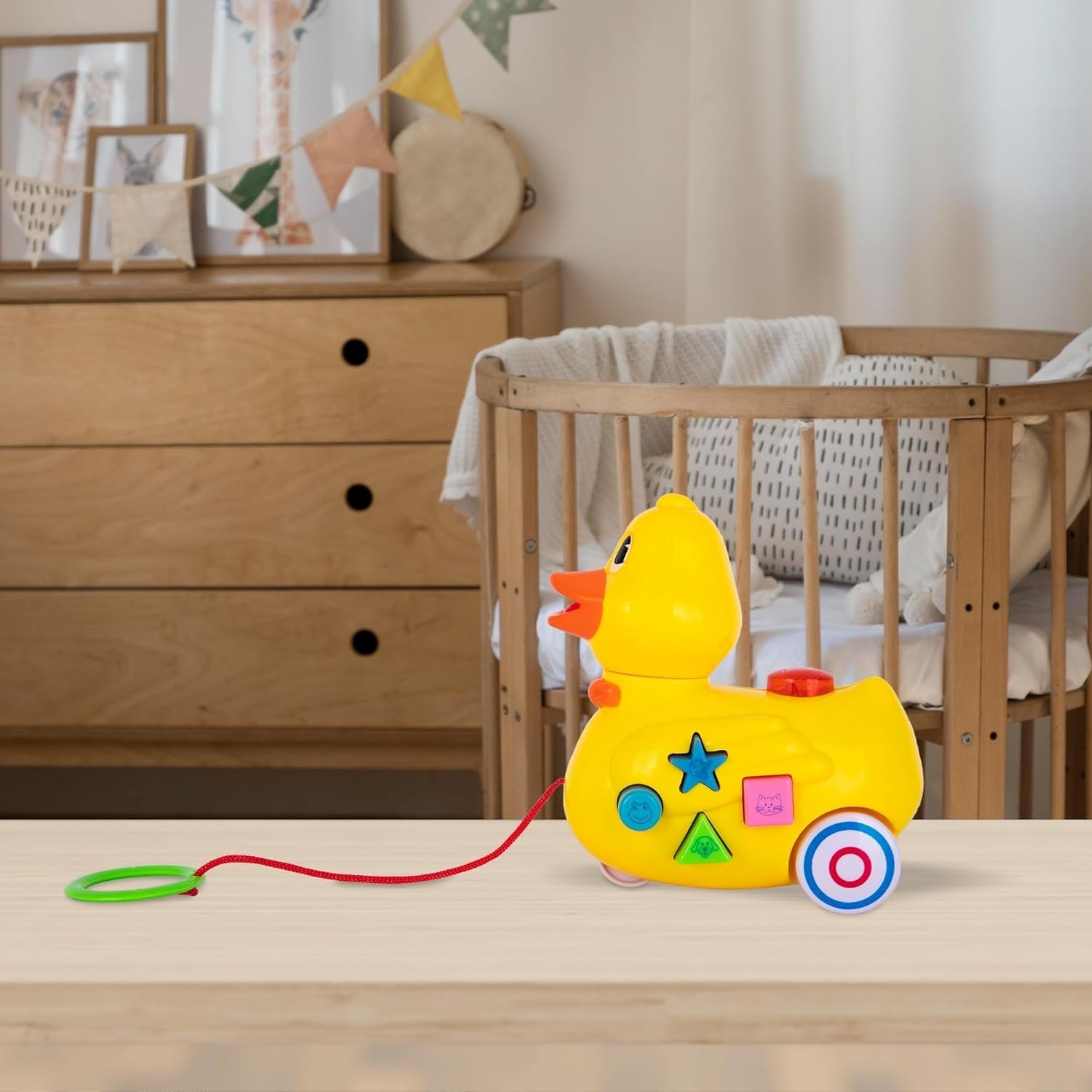 Musical Walking Duck Pull Toy - Yellow Duck Toy for Kids - Toddler Pull Toy Duck with Lights, Animal Sounds, and Music - Helps Teach Colors, Sounds, and Shapes - Gift for Kids 3 and Up