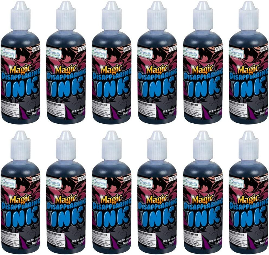 Magic Ink in Blue - Pack of 12 - Includes 1-Ounce Squeezable Bottles - Magical Pranks and Jokes - Amazing Party Favor and Prize for Kids - Fun Camp Prizes