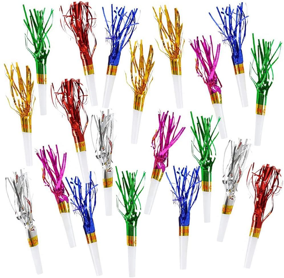 ArtCreativity Fringed Noisemaker Toys, Set of 144, New Years Eve Party Supplies for Festive Celebration, Bright Colors for Eye-Catching Decoration, Party Noise Makers for Kids and Adults