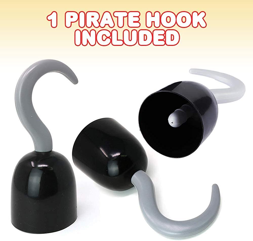 Pirate Hook - Pirate Costume Hook Prop, 8.5" Hook Hand for Captain Costume, Pirate Accessories for Kids, Adults, Men, Women, Peter Pan and Pirates of the Caribbean Party Favors