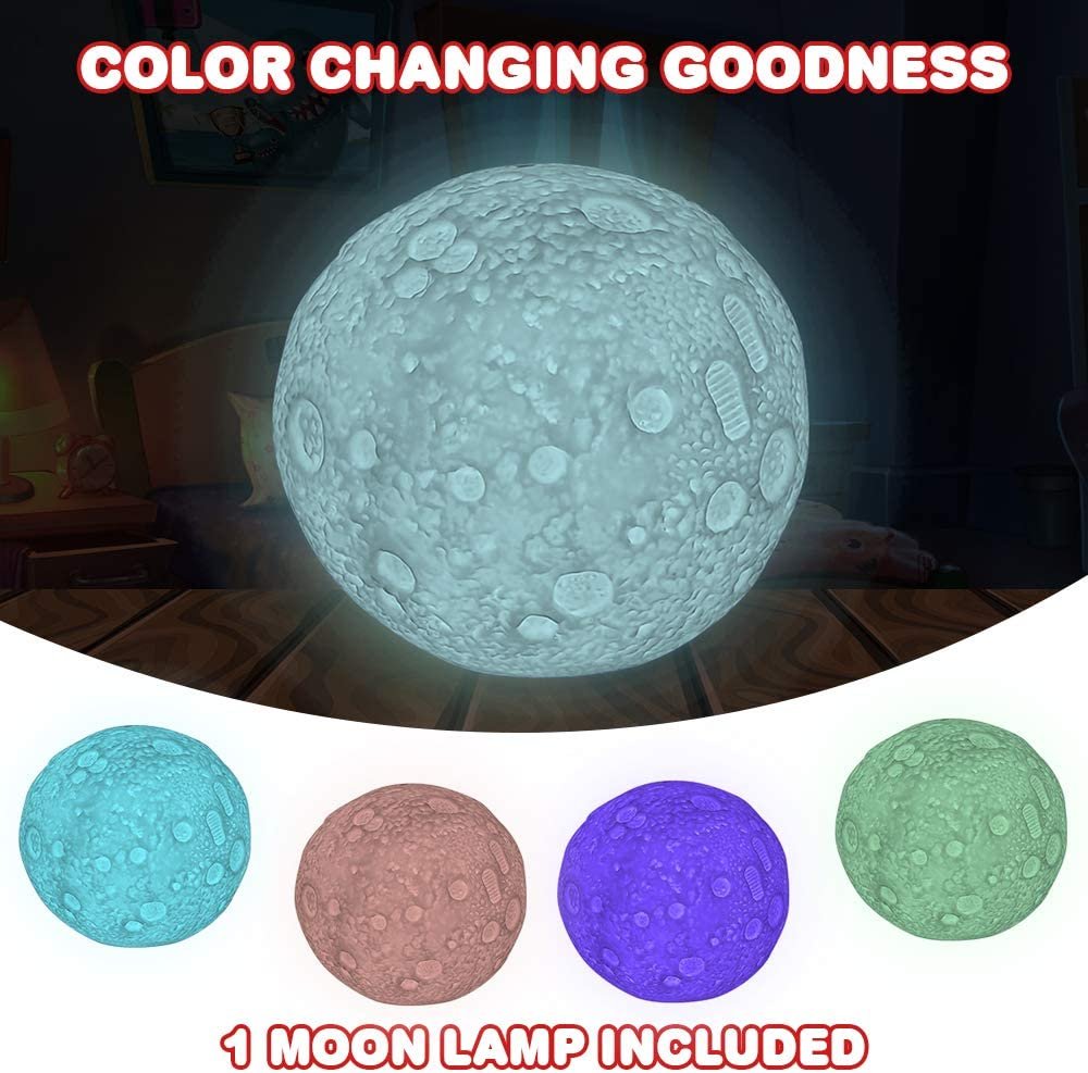 ArtCreativity Color Changing Moon Light, LED Night Light Cycles Through 4 Awesome Colors, Battery-Operated Decorative Lighting, Bedroom Décor Nightlight for Boys and Girls, Best Space Toys for Kids