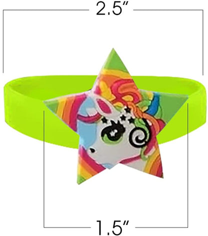 ArtCreativity Unicorn Rubber Bracelets, Set of 12, Colorful Stretchy Rubber Wristbands for Boys and Girls, Fun Unicorn Birthday Party Favors for Children, Goodie Bag Fillers, Carnival Prize