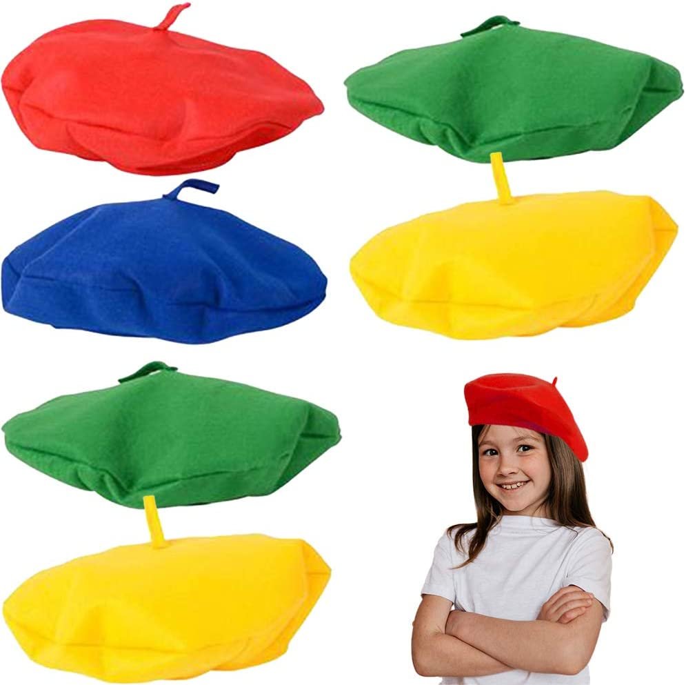 Color Berets for Kids and Adults, Set of 12, French Hats with