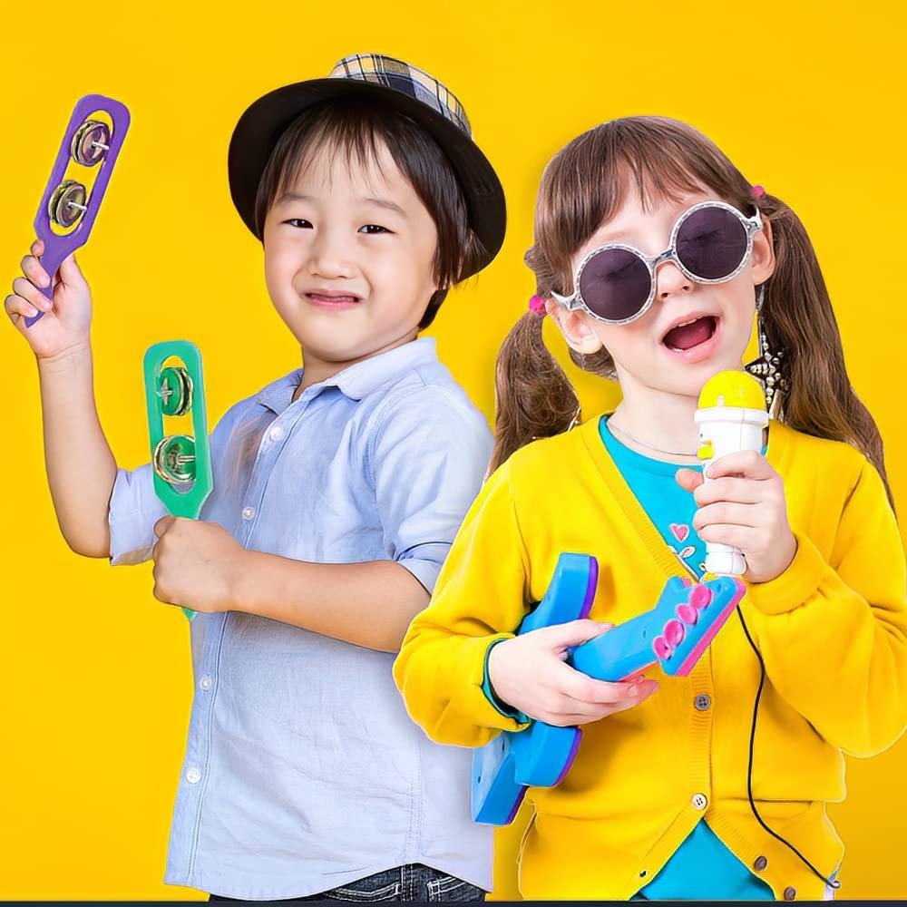 Cymbals for Kids - Pack of 12 - Handheld Music Toys, Colorful Rattle Musical Instruments for Children, Fun Party Noisemakers, Party Favors and Goodie Bag Fillers for Boys and Girls