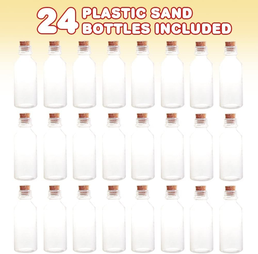 Plastic Sand Art Bottles with Corks - Pack of 24 - 2oz Clear Containers for Sand Art, Message in a Bottle, Wedding Invitations, Fun Arts and Crafts Supplies for Kids - Sand not Included…